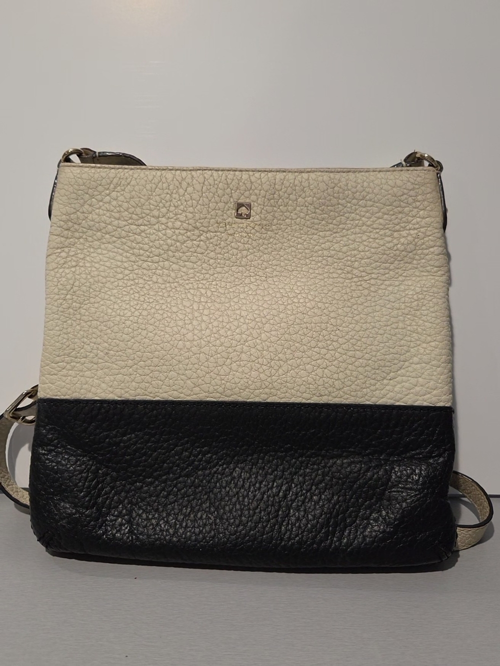 kate spade Cream and Black Pebbled Leather Two-Tone Crossbody